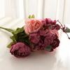 Vintage Artificial Peony Silk Flowers Bouquet for Home Wedding Decoration