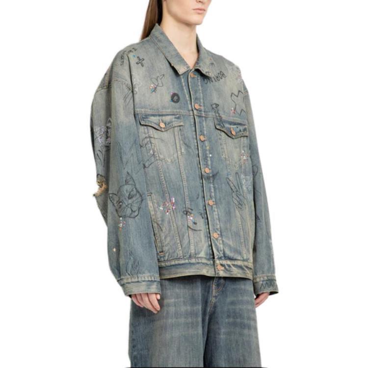 Balenciaga Denim Jacket Loose Fit Men's Blue 721708TOW664036