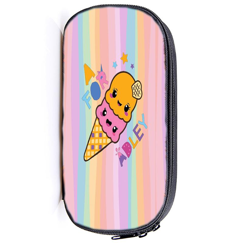 A för Adley Pennfodral Unicorn Pojkar Flickor Tonåringar Skolmaterial Regnbåge Tecknad 3D-utskrift Pennlåda Kontor Pennväskor Sminkväska