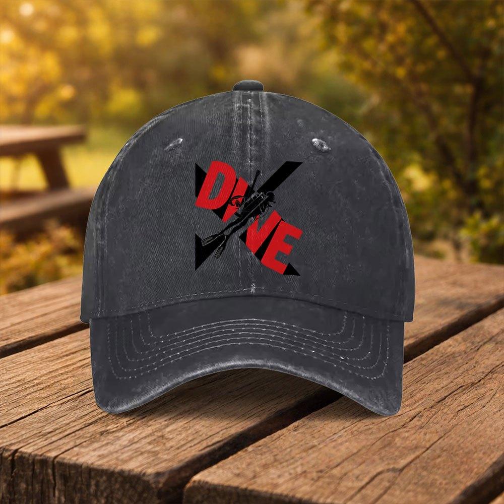 DIVE Diving Print Baseball Cap Unisex Fashion Duckbill Cap Suitable for Outdoor Sports Fitness Travel and Outings Multiple