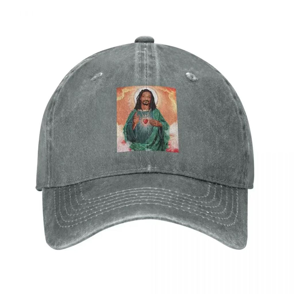Retro Snoop Dogg Jesus Baseball Caps for Unisex Women Distressed Washed Snapback Cap Rapper Outdoor Activities Caps Hat