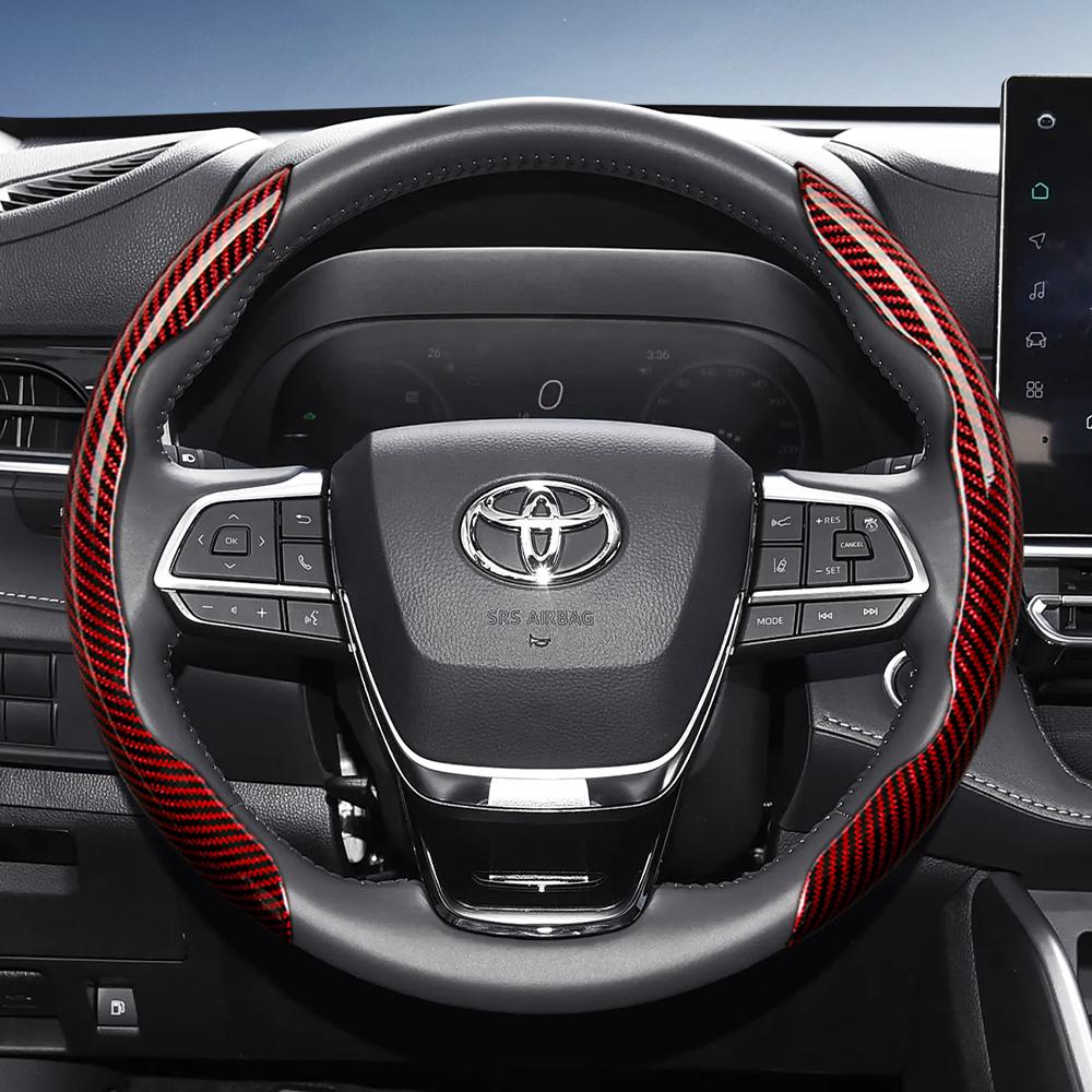 Suitable for Toyota Carbon Fiber Texture Steering Wheel Cover with Segmented Quick-Release Design, Durable, for Rav4, Hilux, Camry, Y