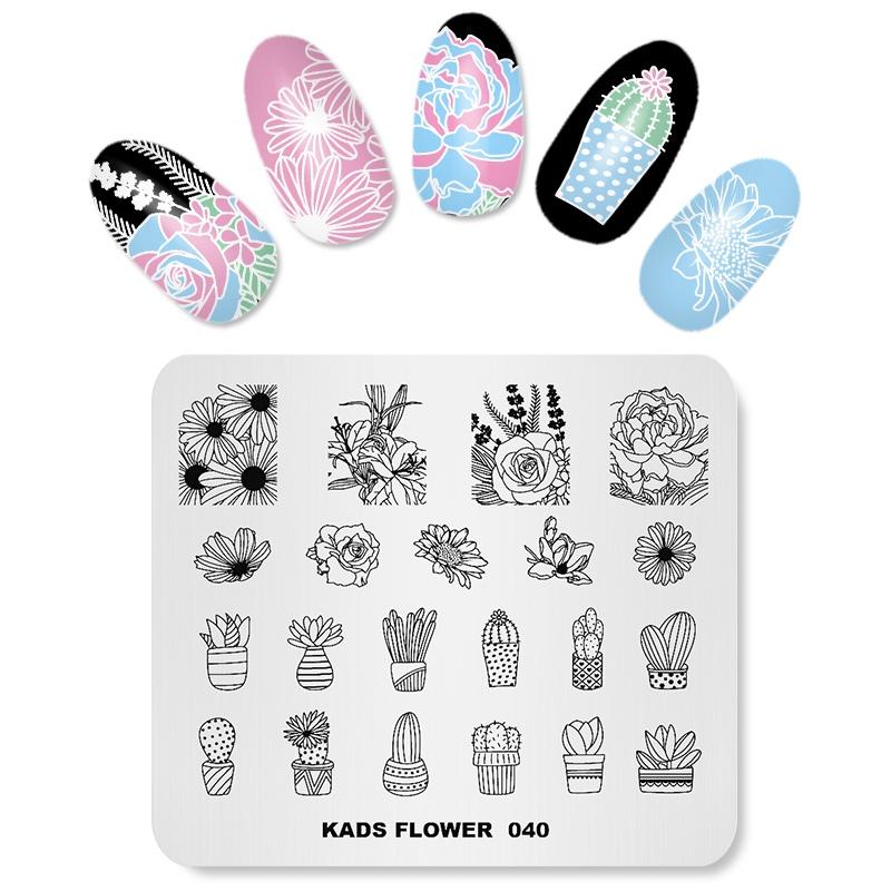 kads Blume 040 Blume Kaktus Sukkulenten Design Vorlage Nail Beauty Tools Nail Art Stamping Platten Nägel Stempelplatte