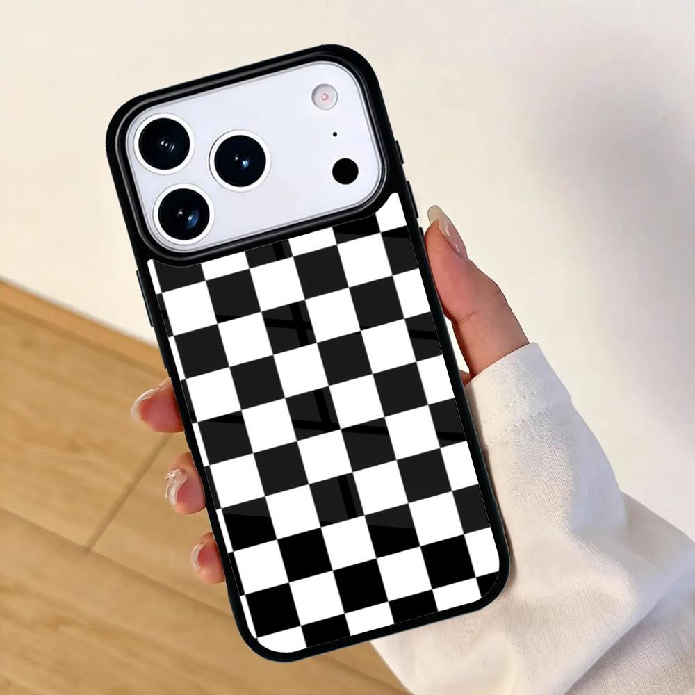 Chequered Chess Pattern Mobile Phone Case for IPhone 17 AIR 16pro Max 15 14 13 12 11 Bumper Cover