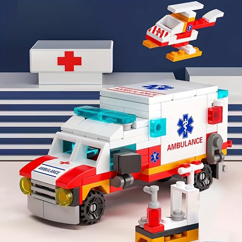 6 In 1 City Ambulance Building Blocks Set - DIY Car Puzzle Building Blocks Kids Birthday Gift Ambulance Toy Decoration Gift