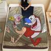 Flanelová deka s potiskem Ren & Stimpy, Vysoce kvalitní, Pohodlná pro všechna roční období, Domácí dekorace, Teplo a pohodlí