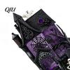Durable Resin Craft for Halloween Gothic Glitter Village Decoration, Haunted House Figurine with Purple Miniature Statue Windows, Spooky Mansion