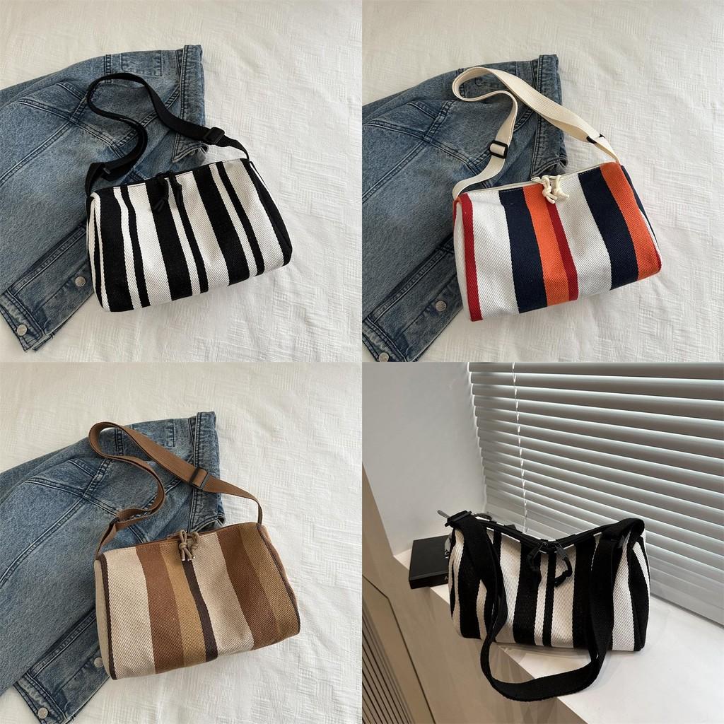 Trendy High-quality Colorful Striped Tote Bag Stylish Shoulder Bag For Daily Use