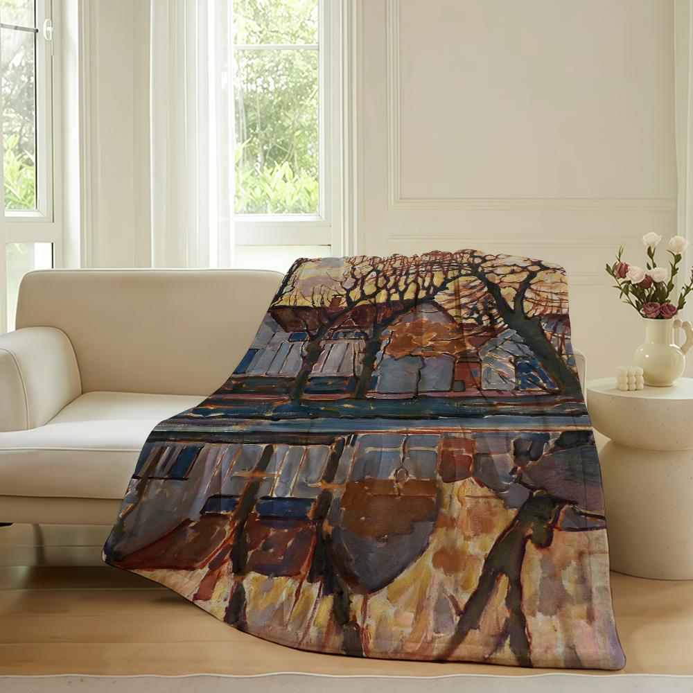 

M-Mondrians Art Blanket For Sofa Office Bed Plane Travel Sleep Read Relax Camping Soft And Warm 30x40in