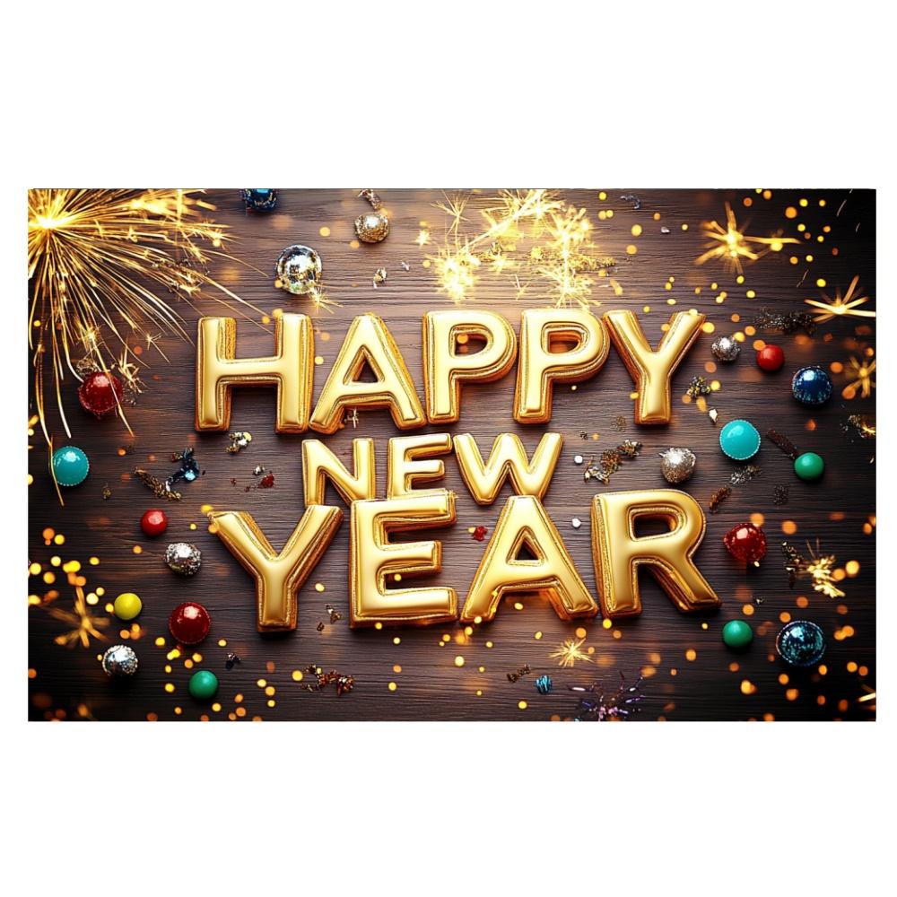 2026 Happy New Year Theme Party Background Fireworks Golden Banner  Decoration New Year Celebrate Family Party Photo Supplies