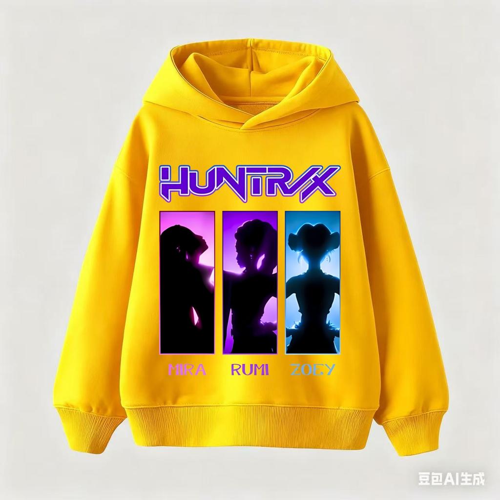 Bluza z kapturem dla dzieci K-pop Demon Hunters Bluzy Chłopcy Dziewczynki Długi rękaw Odzież wierzchnia Saja Chłopcy Nadruk Bluza z kapturem dla dzieci Bluzy