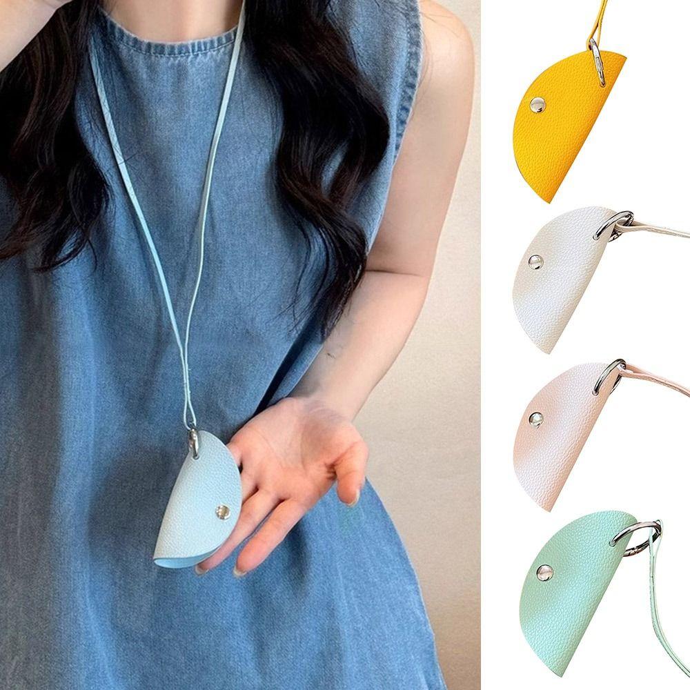 Pu Leather Anti-loss Pendant Lanyard Key Bag New Moon Key Case  Women