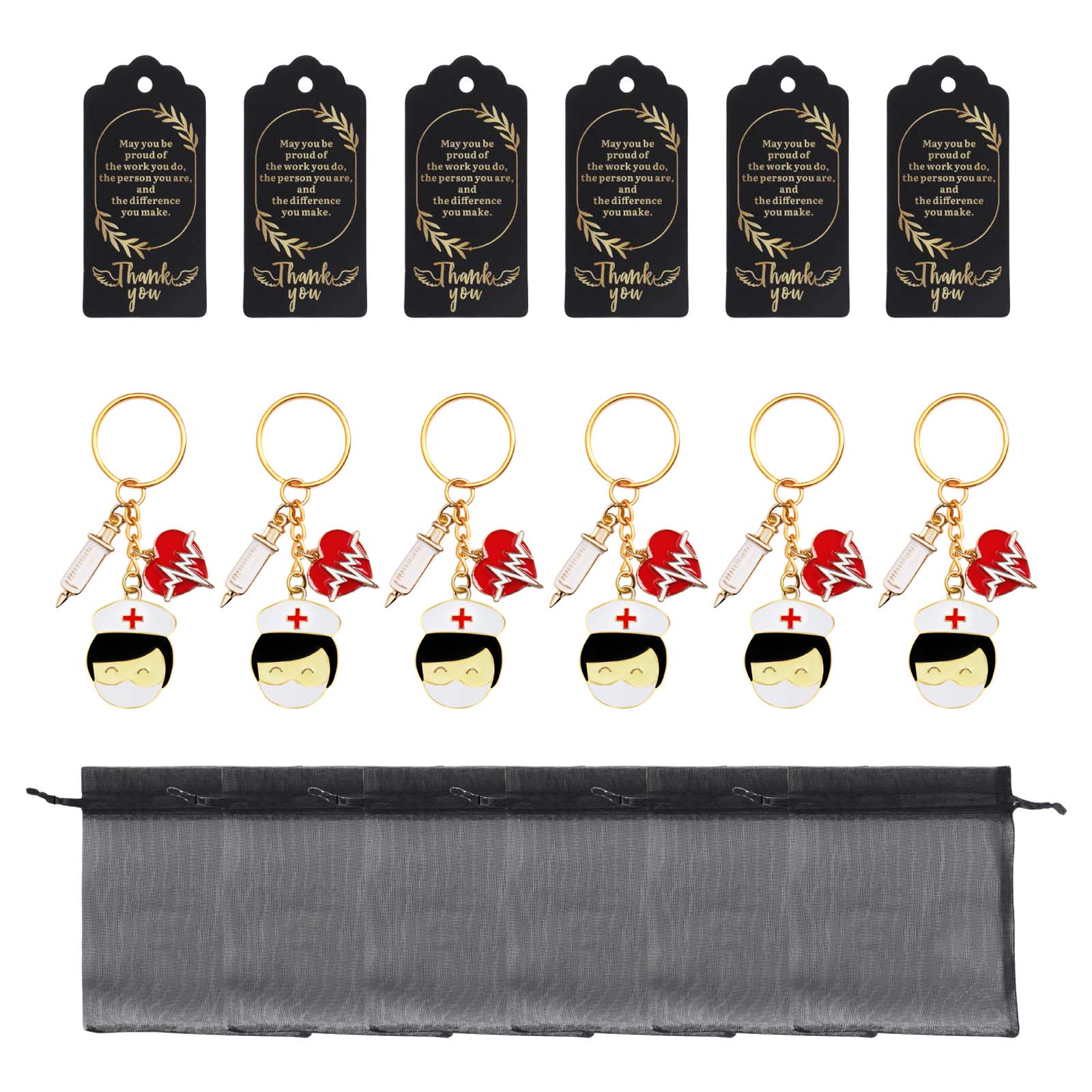 

Подарочный набор для медсестры: брелоки с кисточкой, мешочки из органзы и подвески, стильные аксессуары для изготовления ключей, подходящие для выражения признательности медсестре 6