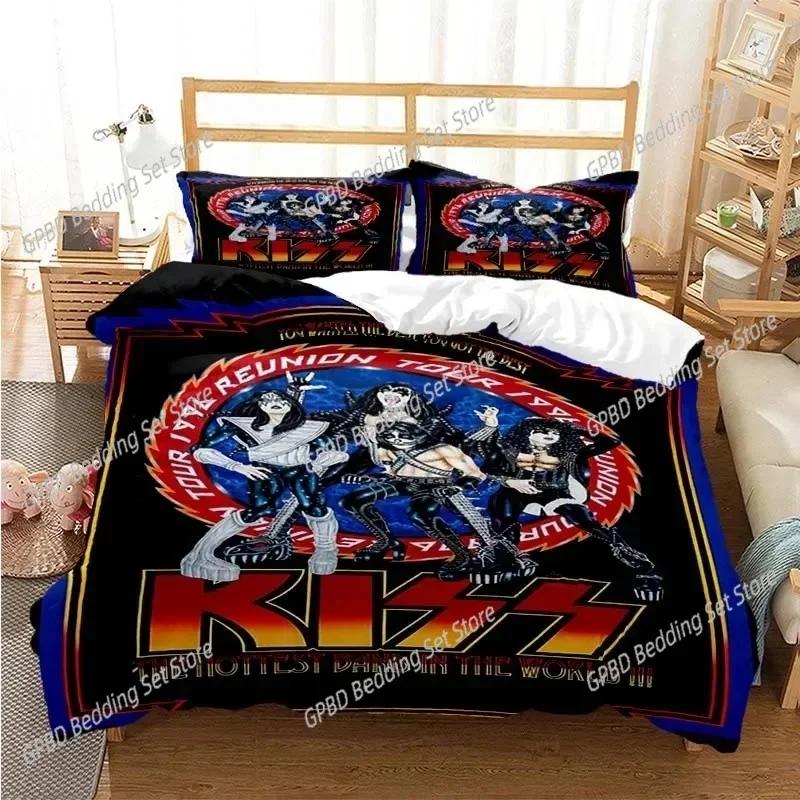 Kiss Rock Band Bedding Set For Bedroom Soft Modern Bedspreads Comefortable Kids Duvet Cover Quilt Cover And Pillowcase
