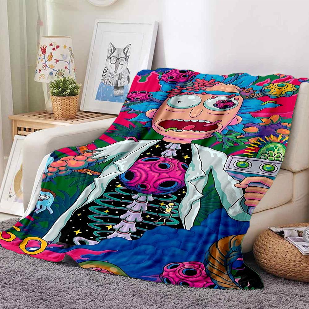 1 szt. Koc Rick i Morty Lekki flanelowy narzuta na sofę, łóżko, podróż, kemping, salon, biuro, kanapę, krzesło i łóżko