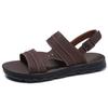 Men Black Leather Sandals Summer Brown Outdoor Hiking Sandals White Wide Head Open Toe Beach Shoes for Father Over Sized