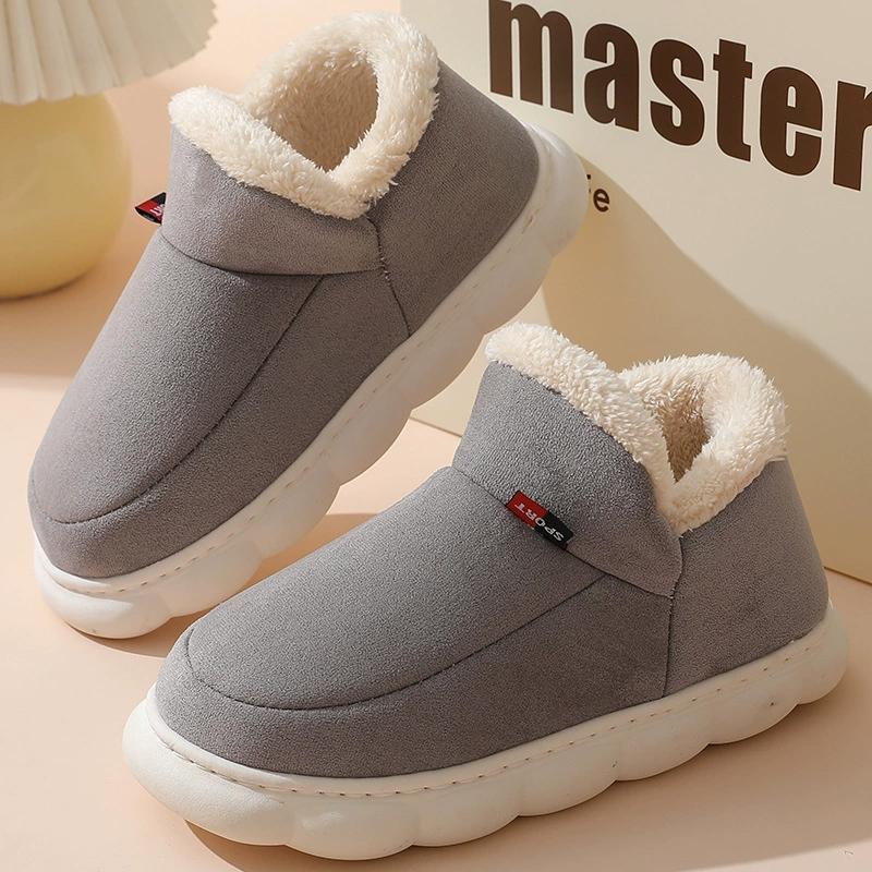 Fashion Shevalues Winter Plush Lining Slippers For Women Men Fashion Platform Slippers Cozy Home Boots Fluffy Warm Outdoor Ankles Shoes