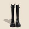 Qiao Feifei~ V-mouth Long Boots for Women's 2023 Autumn New Thick-soled Elastic Knight Boots Rear Zipper High Boots for Children