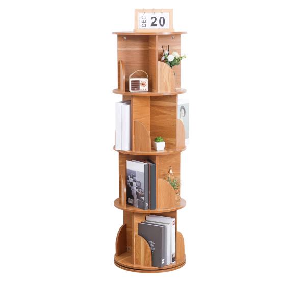 Spinning Bookshelf 360 Rotation Display 4 Tier Floor Standing Bookcase Small Corner Bookcase for Small Space Kids Room Book Storage Organizer