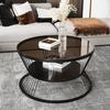 Tempered Glass Coffee Table Round Living Room Center Tables Modern Luxury Storage Coffee Tables Minimalist End Table Furniture