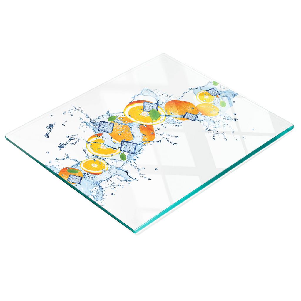 Glass Kitchen Board for Serving With Graphics Oranges Water 60X52 Cm