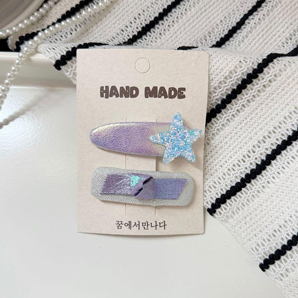 Korean Silver Hairpin: Gentle, Stylish Art BB Clip for Girls - High-Grade Leather Children's Bangs Clip