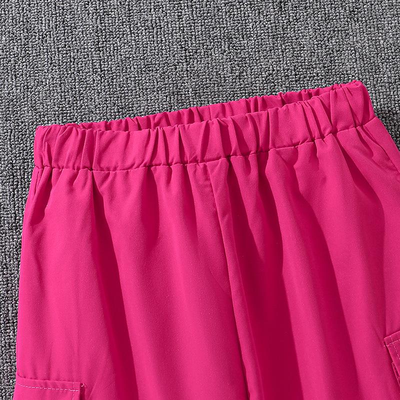 Spring Autumn Children Casual Clothing Outfits for Girls Black Pullover Hoodie and Rose Red Pants Sports Loose Comfortable Style Daily Suits