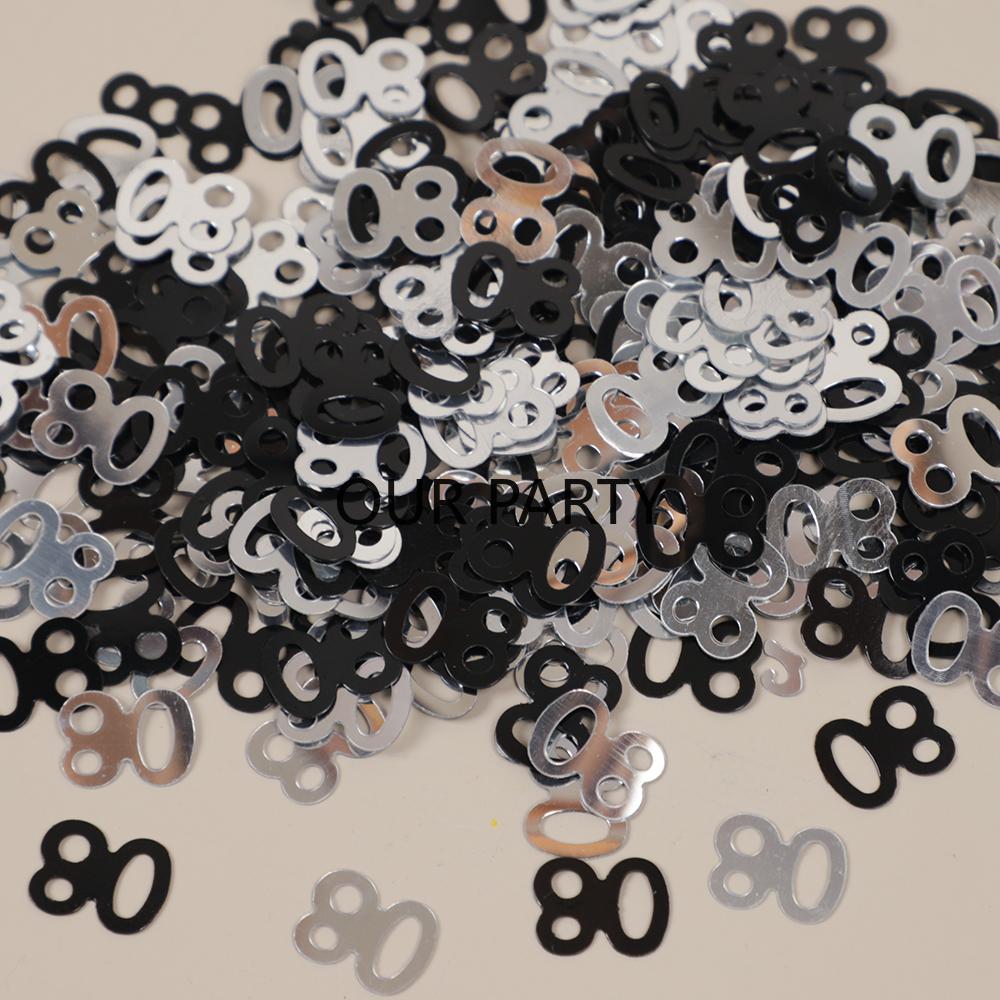 15g/bag Number 80th Years Old Sequin Confetti Digital 80 Table Scatter for Anniversary Happy Birthday Party Decorations