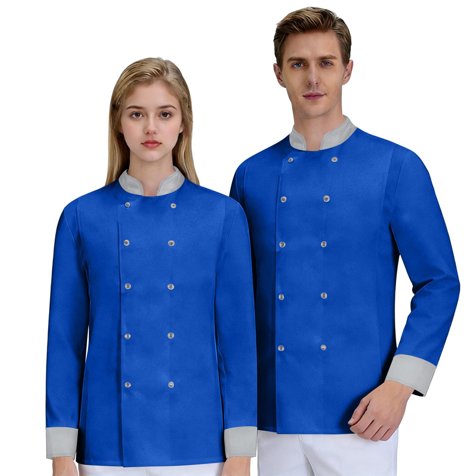 

Unisex Cardigan -Button Long-Sleeved Chef Uniform XXL синій