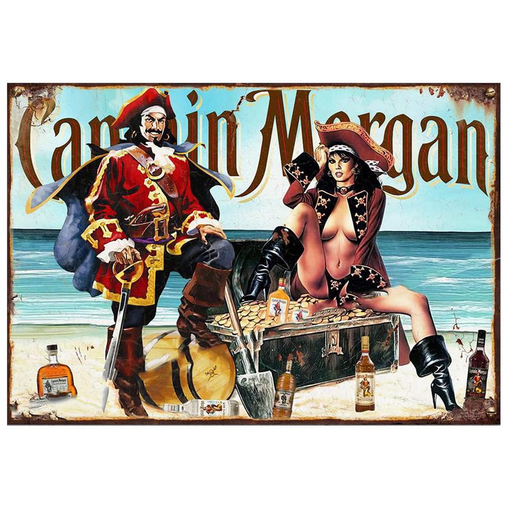 Segni Metallici in Latta Birre Captain Morgan Poster da Parete Targhe Segno Decorazione Pittura in Ferro Vintage per Garage Caffetteria Man Cave Club Bar