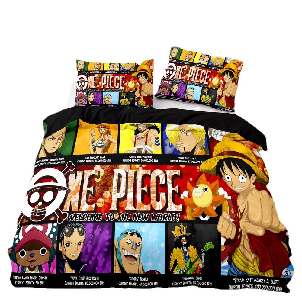 

ПОСТІЛЬНА БІЛИЗНА ONE PIECES Monkey D.Luffy Підковдра 3D Друк Покривало Наволочка Діти Хлопчики Підлітки Подарунок 200x200cm-3pcs