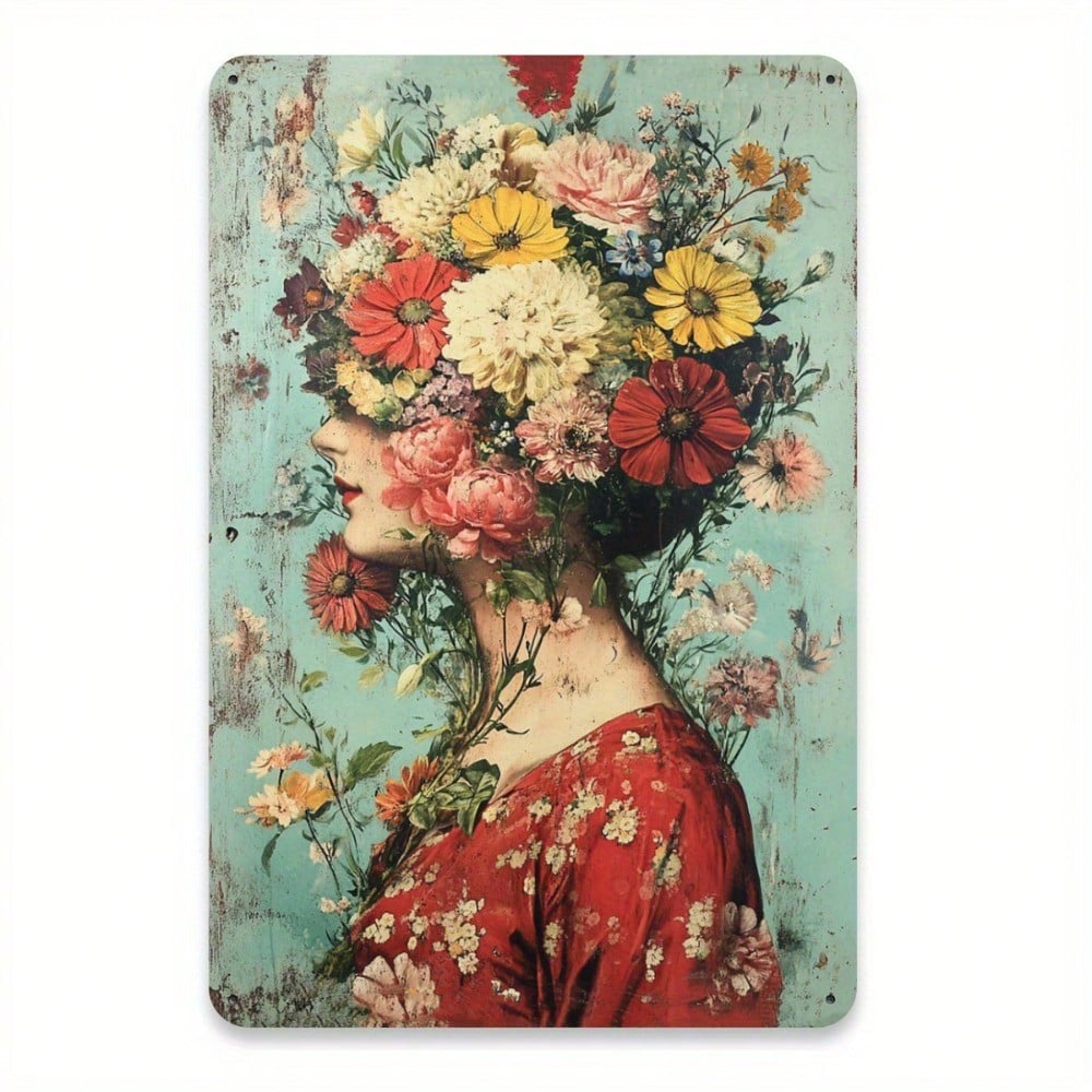 Retro Female Figure Metal Wall Art