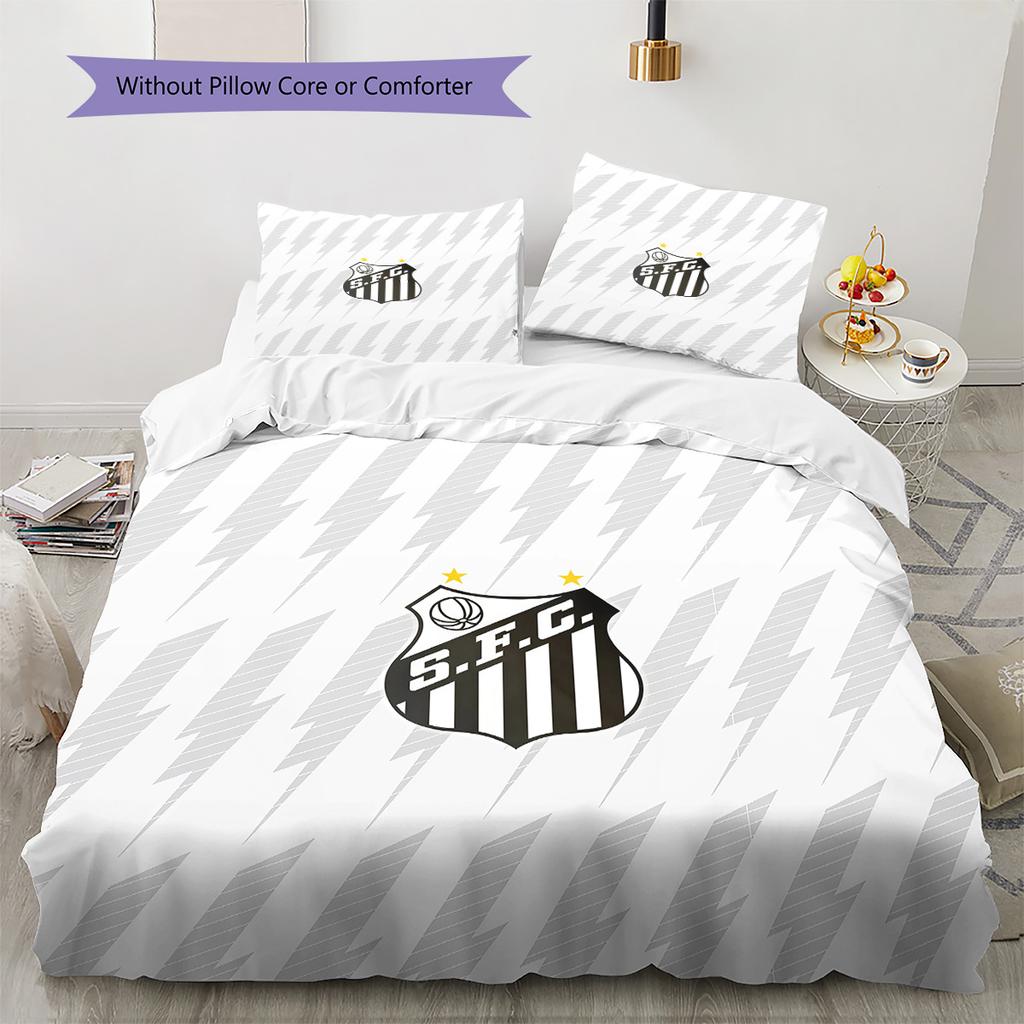 Santos FC Pattern Bedding Quilt Set  Home Decoration  Gift (1 * duvet cover + 2 * pillowcase  without core)