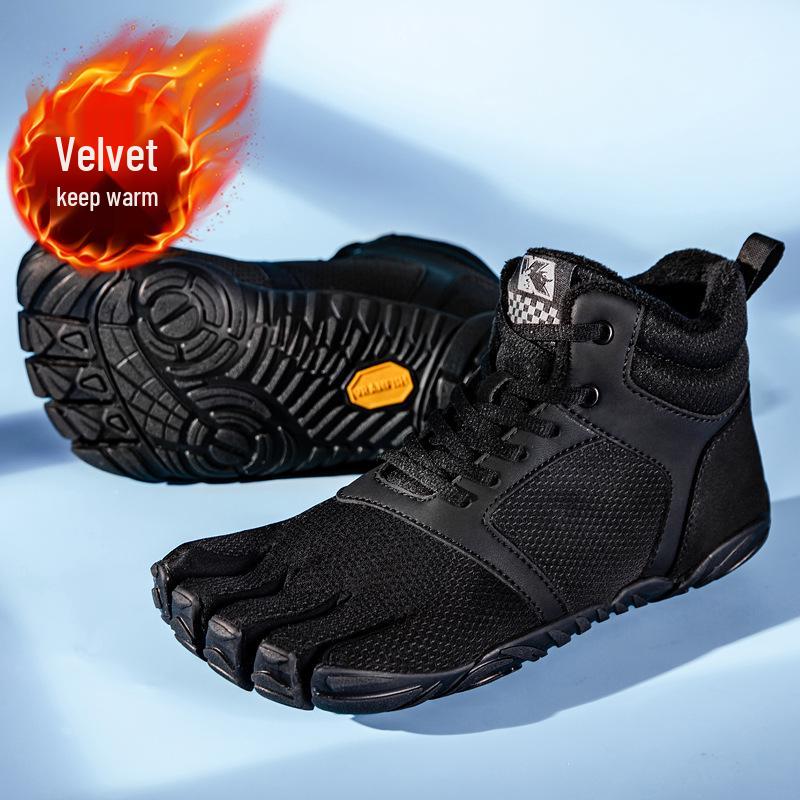 Fleece-lined Mid-top Five-finger Shoes for Women & Men - Non-slip, Wear-resistant, Ideal for Outdoor, Fitness, Yoga & Hallux Valgus.