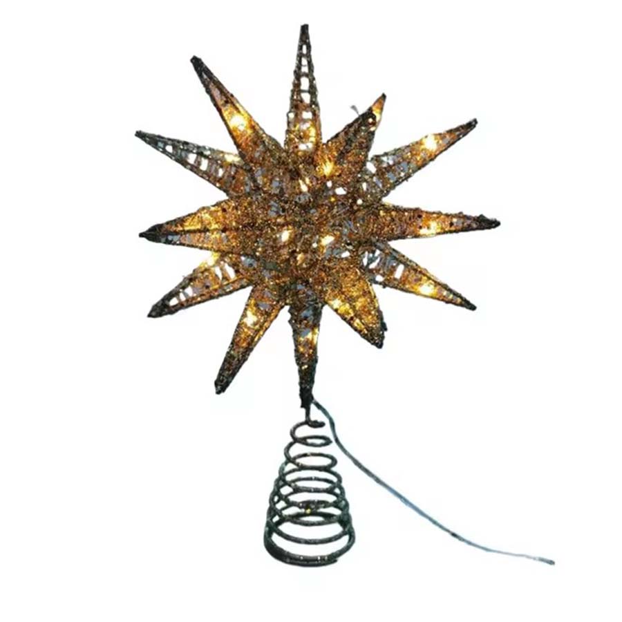 

Christmas Tree Top Star Accessories Glowing Star Decoration Holiday Home Living Room Decoration Five Point Star Coffee Shop серебряный