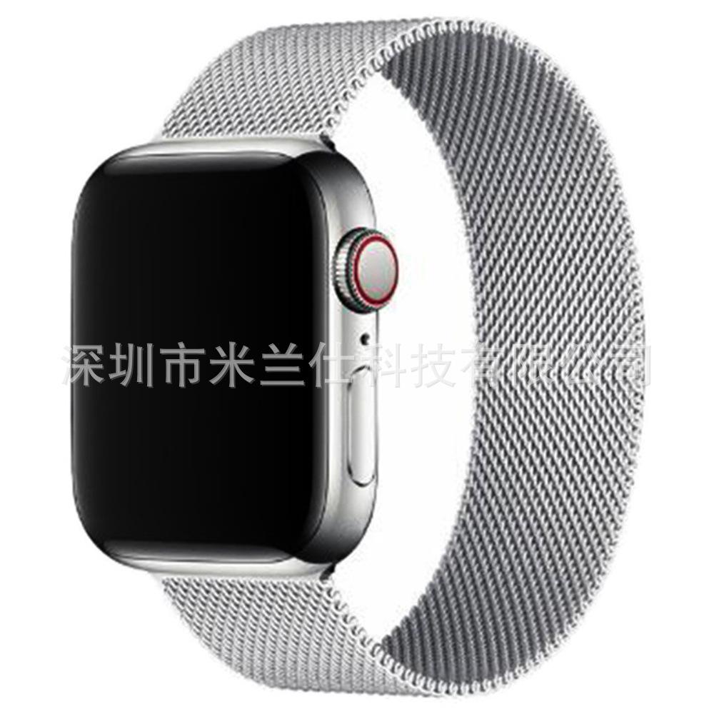Milanese Loop Band for Apple Watch S11 Ultra2 SE 10 9 8 7 6 5, Metal Magnetic Clasp Replacement Strap, Silver 42/44/45/46/49mm