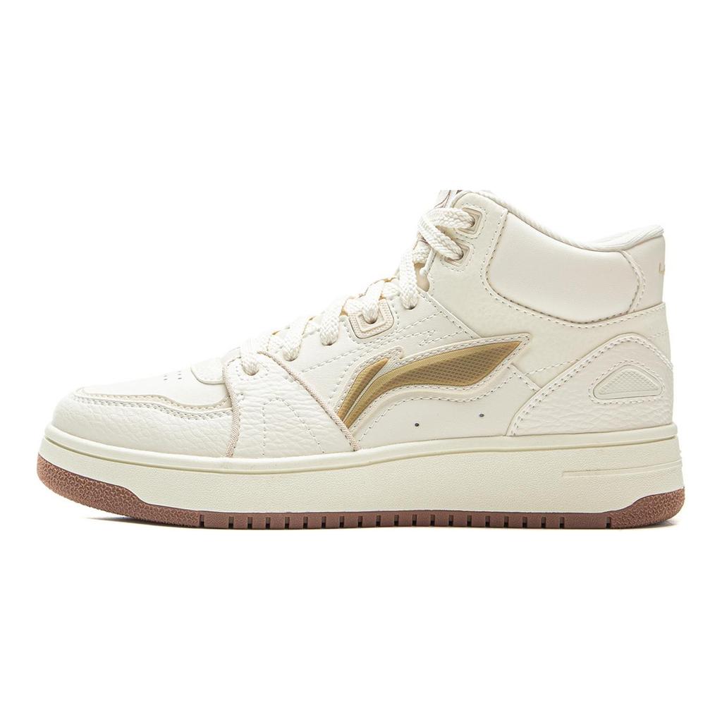 Li Ning Tianji HI Slip Resistant Cushioning Abrasion Resistant Mid Top Skateboard Shoes Women's Mother Of Pearl White AGCV340-2