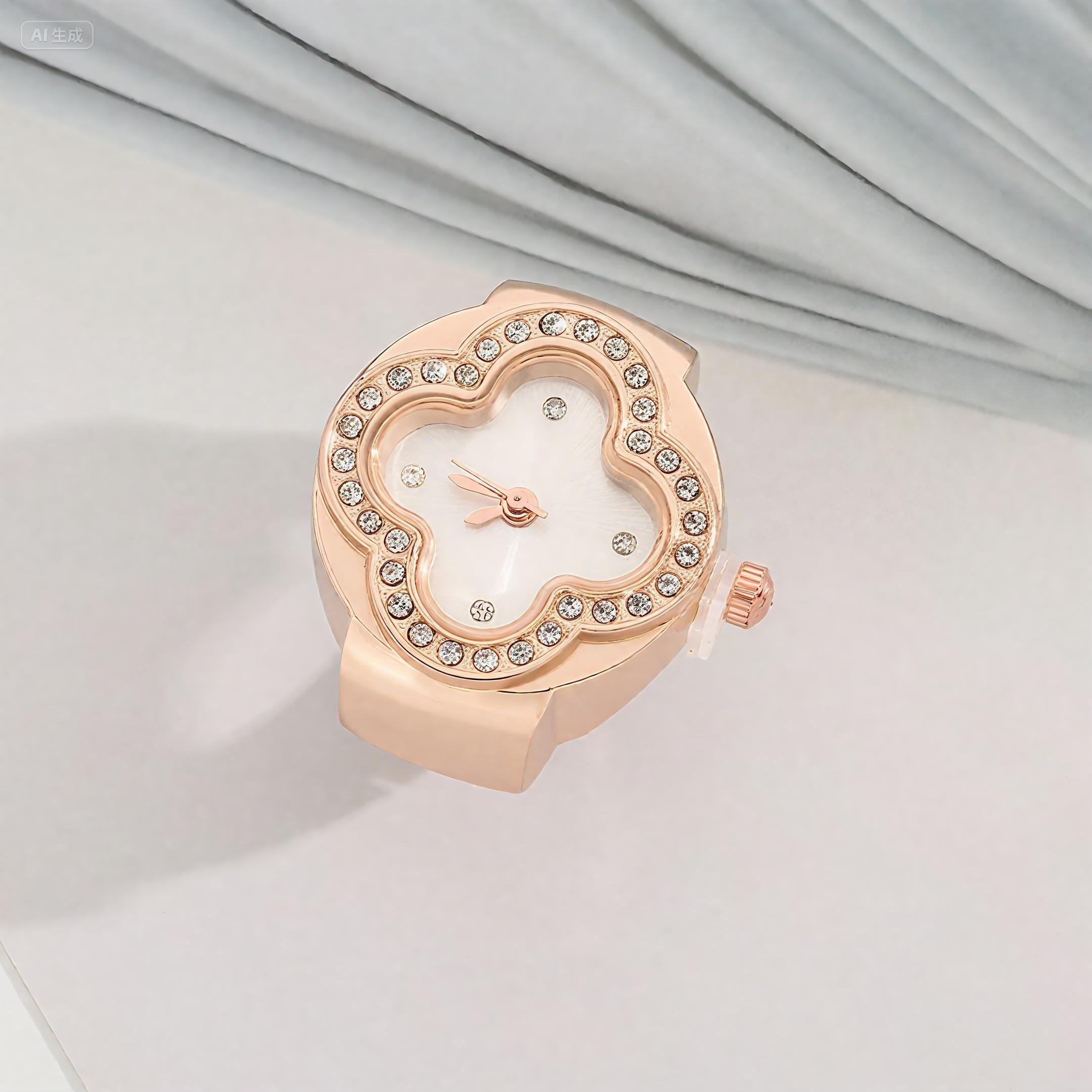 

Часы-кольцо на палец с эластичным ремешком, кварцевые аналоговые часы, креативные для мужчин и женщин белый дыма