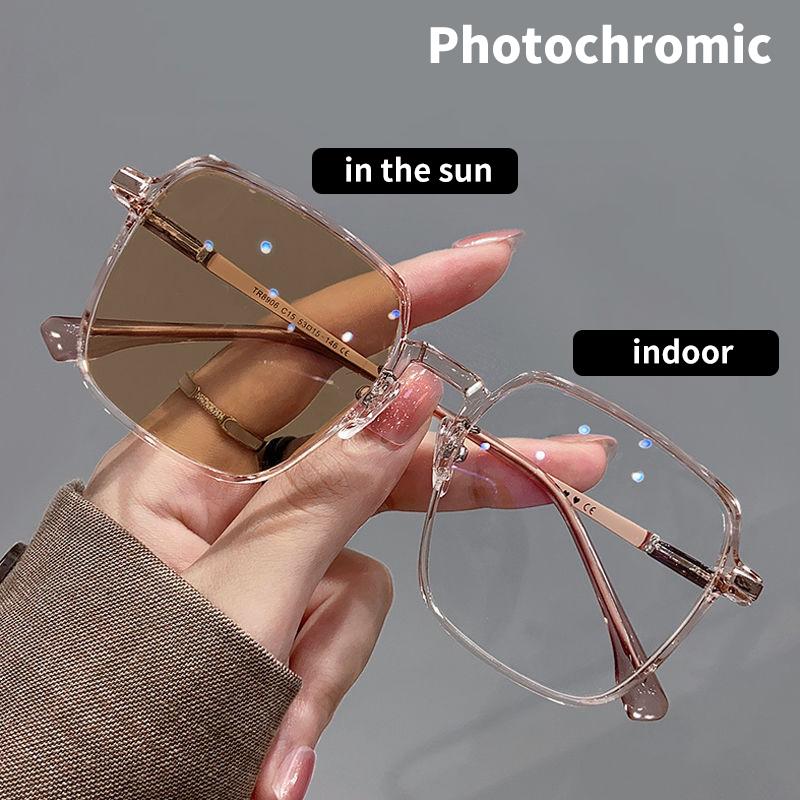 Ultralekkie Kwadratowe Pochromiczne Okulary Dla Kobiet Mężczyzn Vintage Zmieniające Kolor Okulary Przeciwsłoneczne Do Herbaty Okulary