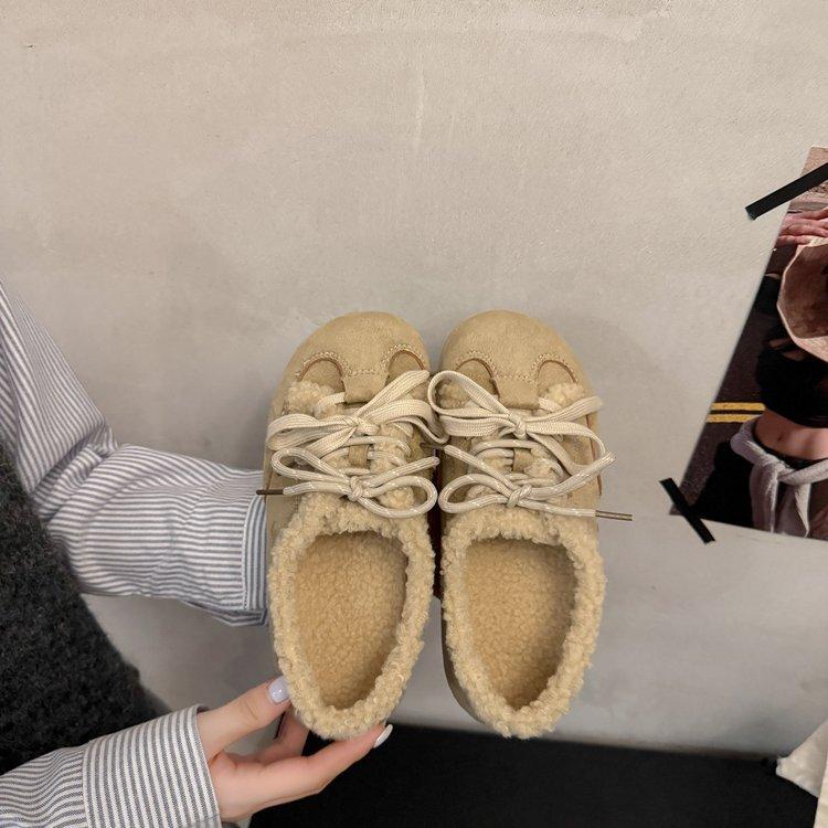 Lamb wool cotton shoes women's shoes 2025 new autumn and winter velvet German training shoes retro Forrest Gump shoes Birken Doudou shoes