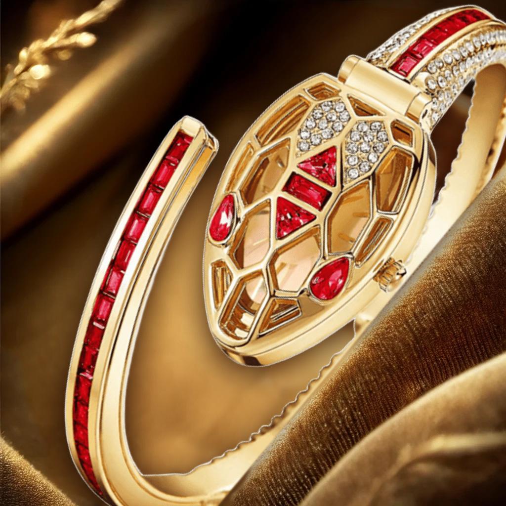 2025 Neue Damenmode, Leichter Luxus, Nischen-Quarzuhr im modischen Schlangenarmband-Stil mit Temperament