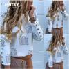 JPNTKY Women's Fashion Casual Long Sleeve O-Neck Blouses & Shirts Unique Design