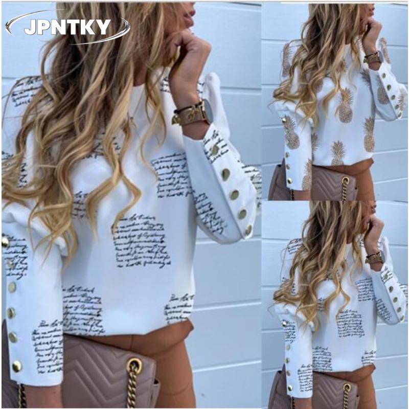JPNTKY Women's Fashion Casual Long Sleeve O-Neck Blouses & Shirts Unique Design