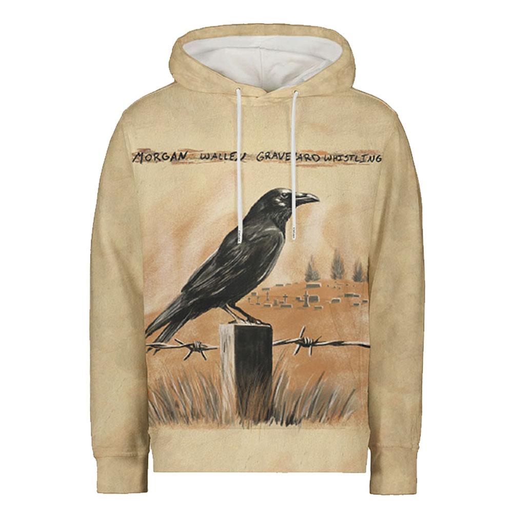 Morgan-Wallen Graveyard Whistling Graphic Hoodies Fleece Long Sleeve Casual Sweatshirts Streetwear Unisex Pullovers Top