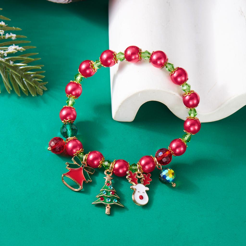 Christmas Chain Bracelet for Women Sweet Christmas Tree Snowflake Santa Claus Bell Bracelet Xmas Holiday Party Jewelry