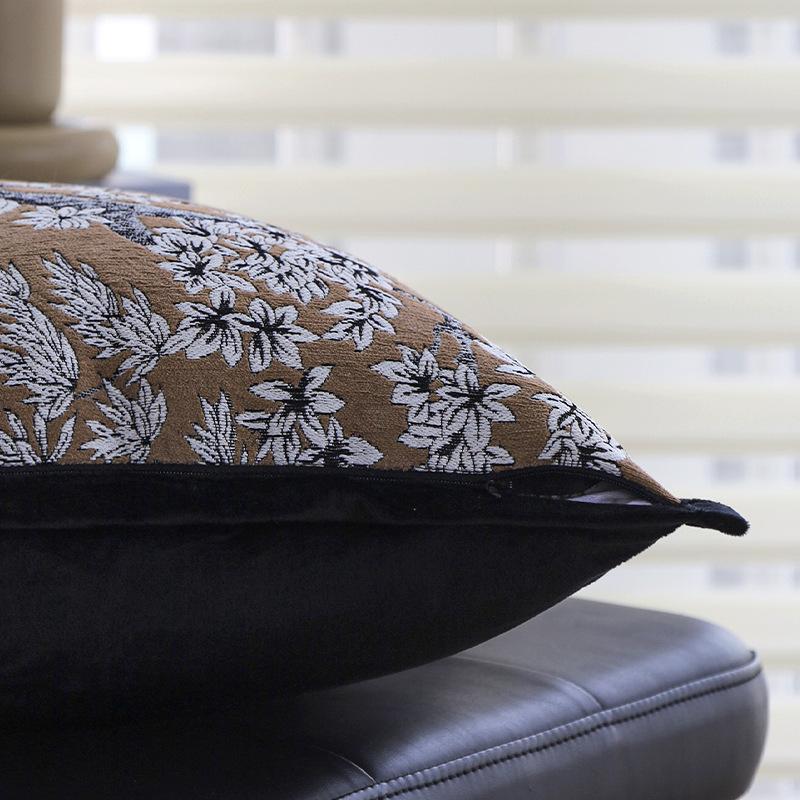 Light Luxury French-style Pillow for Sofa, Living Room, High-end Cushion, Bed Pillow, Car Lumbar Pillow, Brown Pillowcase with Core
