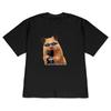 Korean Style Cool Hamster Meme Print T-shirt Funny Short-Sleeve Casual Trendy Hamster Selfie Tee Y2k Daily OOTD Free Shipping