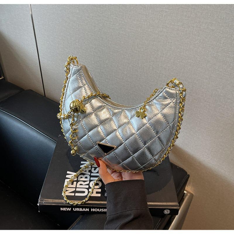 Rhombus Embroidery Thread Small Bag Women's New Popular Texture Chain Messenger Bag Hand Carry Mini Dumpling Bag