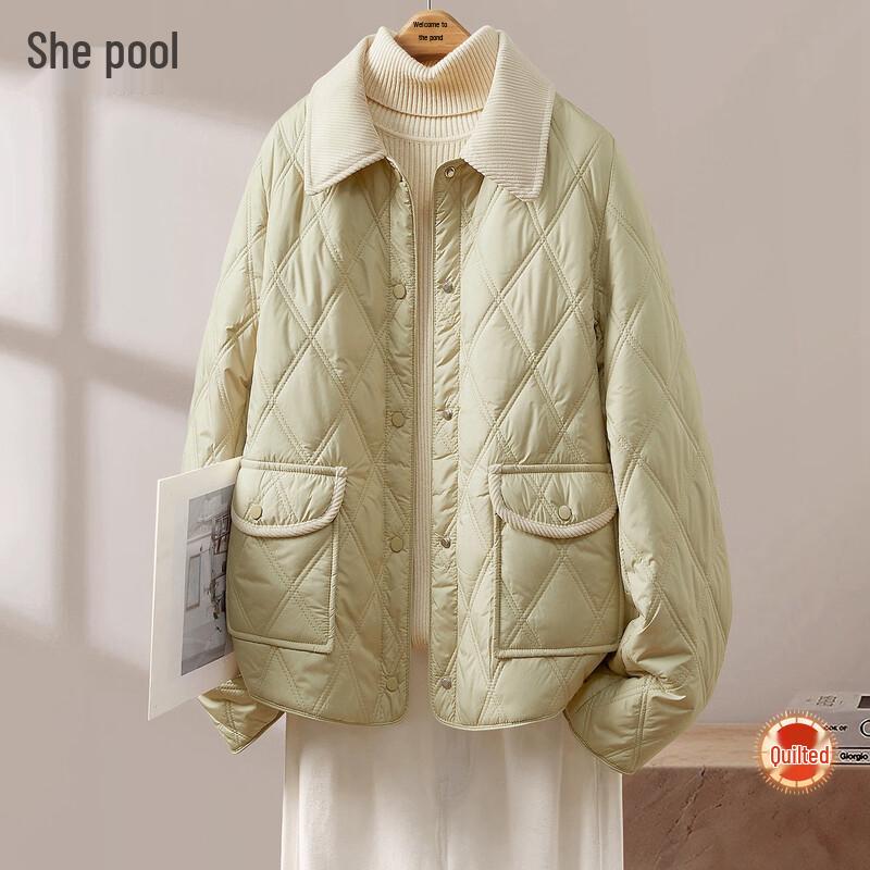 

Женская стеганая куртка с лацканами и ромбовидной стежкой XS