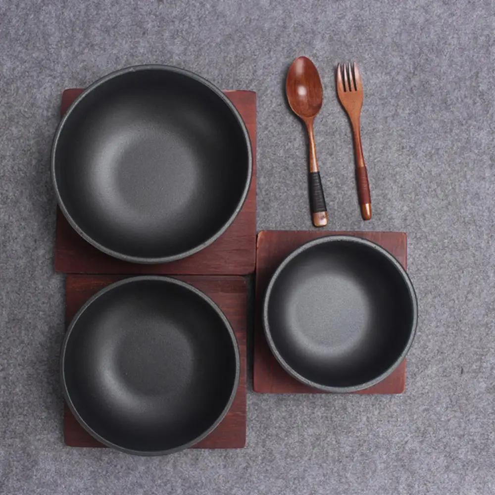 Thicken Cast Iron Bowl Korean Stone Bowl for Bibimbap For induction cooker With tray